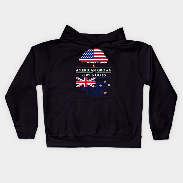American Grown with Kiwi Roots - New Zealand Design Kids Hoodie by Family Heritage Gifts